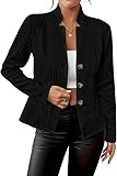 【Feature】:This women's blazer jacket from MINTLIMIT features long sleeve, notched lapel collar ,button closure, flap pockets, collarless, front lined, work office blazer, casual blazer. Two functional flap pockets, perfectly carrying some necessity, or nailing a chic look.