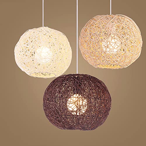 Candelabro de ratán y cáñamo moderno que proyecta luz cálida en el comedor 4