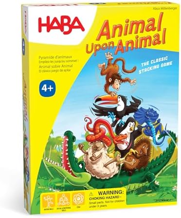 HABA Animal Upon Animal Game - Classic Wooden Tower Stack Game fo...