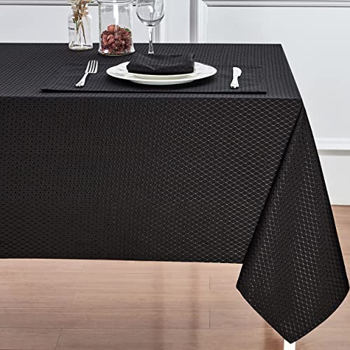 HomeJoy Black Jacquard 60x120 Inch Rectangle Polyester Tablecloth