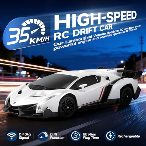 Voiture Télécommandée Drift Lamborghini Blanche, Cadeau Idéal Garçon Fille - 3