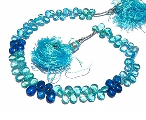 Apatite briolette poire lisse 6x4mm pour création de bijoux DIY - Fil de 10cm