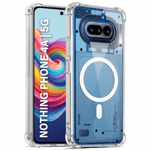 Image of TRUEUPGRADE Back Cover for Nothing Phone 4A Non Mag-Safe Transparent PC + TPU Bumper Case with Magnetic Print Shockproof Protection (Transparent Mag-Safe)