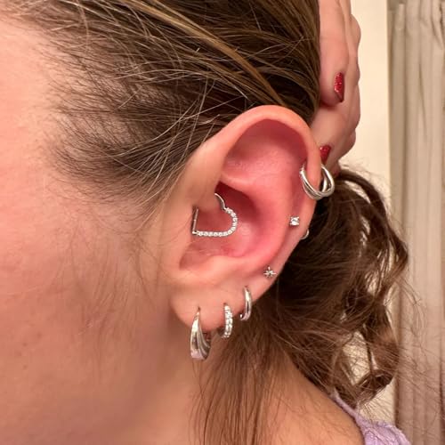 Nose Ring Hoop Heart Clicker Cartilage Surgical Steel Daith Earrings Septum Clicker Ring Hoop 16G Rook Cartilage2