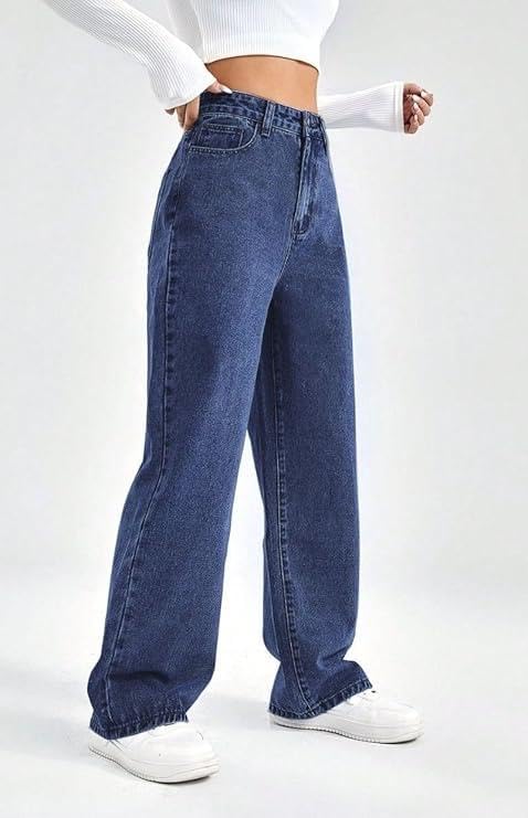 Image of Women High Waist Wide Leg Denim Baggy Jeans Casual High Waist || Wide Leg || Modern Look || Baggy fit Fashion Beauty Lovely Unique Denim Jeans for Women