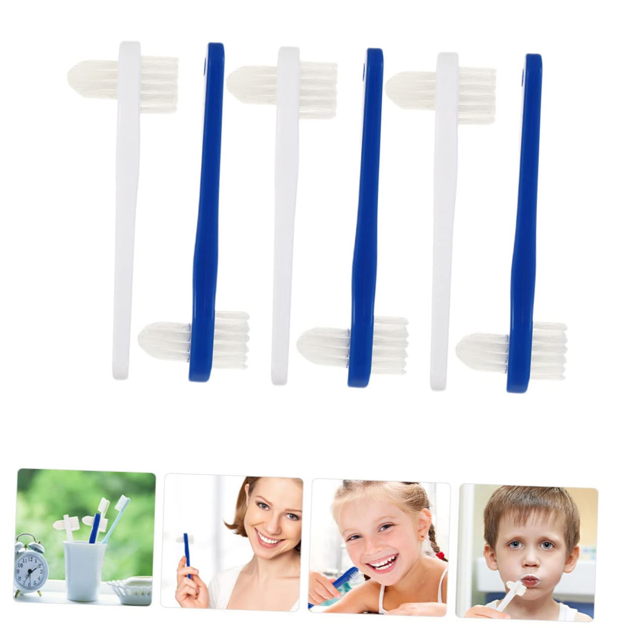 30 Pz finto spazzolino a doppia testa spazzola per protesi spazzola per la pulizia della dentiera domestica mini viaggio spazzolino denti spazzolino portatile fornitura di protesi