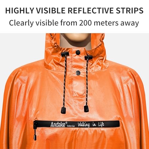 Andake Poncho Uomo Donna Impermeabile Unisex Giacca da Pioggia Antivento Resistente alle Rughe Impermeabile riutilizzabile per Campeggio Escursionismo Outdoor e Uso Quotidiano