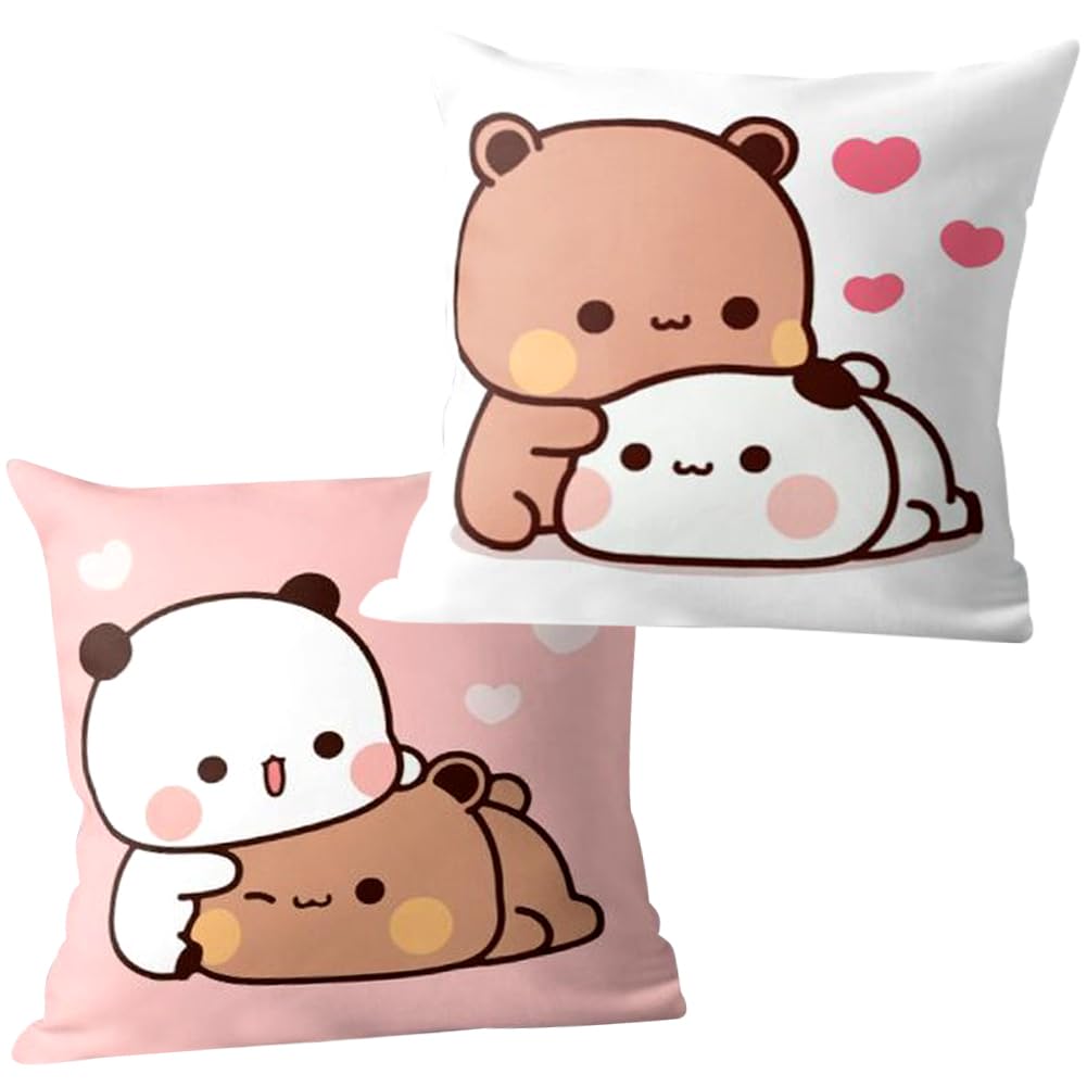 HATFRYF Bubu-Dudu Pillowcase, 2PCS Cute Cushion Cover Set Cartoon Throw Pillow Cases Home Soft Sofa Cushion Cover for Couch Bed Car Home Pillowcases Decorative Gifts for Fans (45 * 45cm)