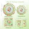 PHUNAT Set da tavola vintage per 30 ospiti, piatti di carta, tovaglioli e tazze da tè, motivo floreale verde, stoviglie di carta in stile britannico classico per giardino, tè pomeridiano, baby shower #1