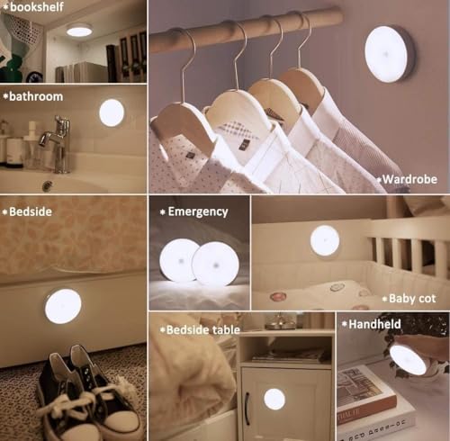 Image of LEPOWER Motion Sensor Light for Home, USB Rechargeable Wireless LED Night Light, Self Adhesive Body Induction Lamp for Wardrobe, Cupboard, Stairs, Kitchen