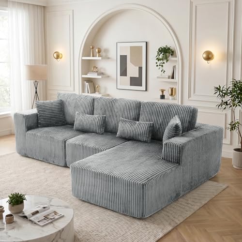 Image of 108 inch Boneless Couch for Living Room, L Shaped Modular Sectional Sofa