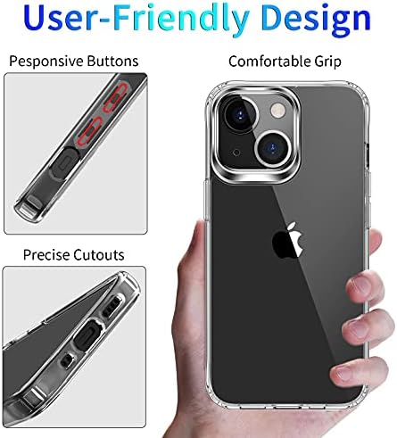 iCatchy For iPhone 13 Case 6.1-Inch, Shockproof Bumper Cover, Anti-Scratch Clear Back Compatible with iPhone 13 (Clear)