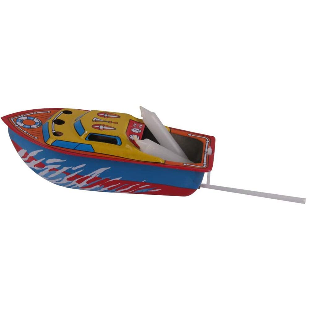 POFET Klassische Kerze angetriebenes Schnellboot Schiff Zinn Spielzeug Wasser handgemachte Dekoration