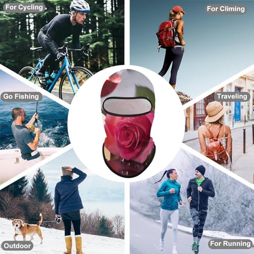Balaclava Romántica con Diseño de Rosa para Hombre y Mujer, Máscara Facial con Protección Solar, Transpirable y de Cabeza Completa para Senderismo, Ciclismo, Carreras y Conducción miniatura 6