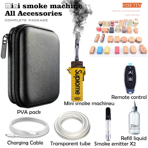 Máquina de humo portátil mini con control remoto inalámbrico, para producción y cosplay, color amarillo miniatura 3