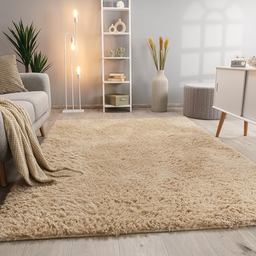 Paco Home Hochflor Teppich Wohnzimmer rutschfest Fellteppich Shaggy Flauschig Weich Modern Kunstfell Fell Imitat Einfarbig, Grösse:140x200 cm, Farbe:Beige Paco Home Hochflor Teppich Wohnzimmer rutschfest Fellteppich Shaggy Flauschig Weich Modern Kunstfell Fell Imitat Einfarbig, Grösse:140x200 cm, Farbe:Beige