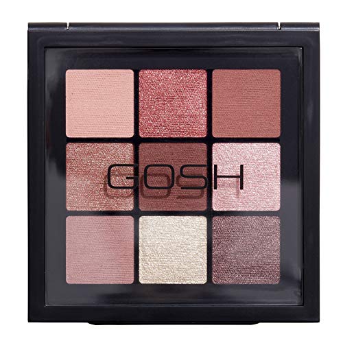 GOSH Eyedentity Lidschatten-Palette 001 BE HONEST mit 9 perfekt abgestimmten Farben in Matt & Metallic I kombinierbar fĂĽr Tages-Make-Up & glitzernde Looks fĂĽr den Abend I vegan & parfĂĽmfrei