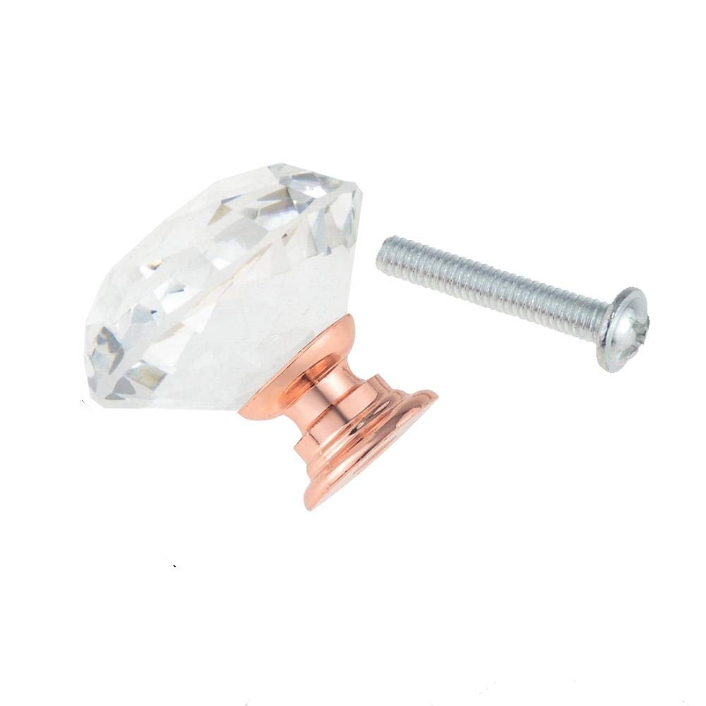 Bszcxbvmp 30Mm Red Gold Crystal Drawers Knobsb, Crystal Glass Cabinet Drawer Closet Door Knob Handle Multicolor(30Mm Red Gold)
