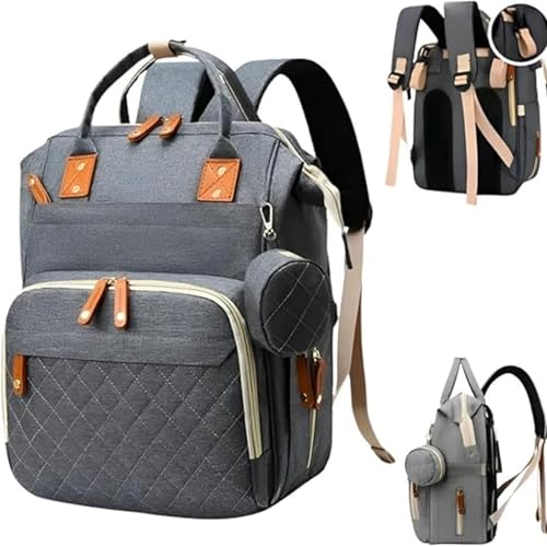 Bolsa Maternidade Mochila Impermeável com Bolsos para Mamadeira e porta Chupetas Multifuncional Espaçosa para a Mamãe e o Bebê (CINZA)