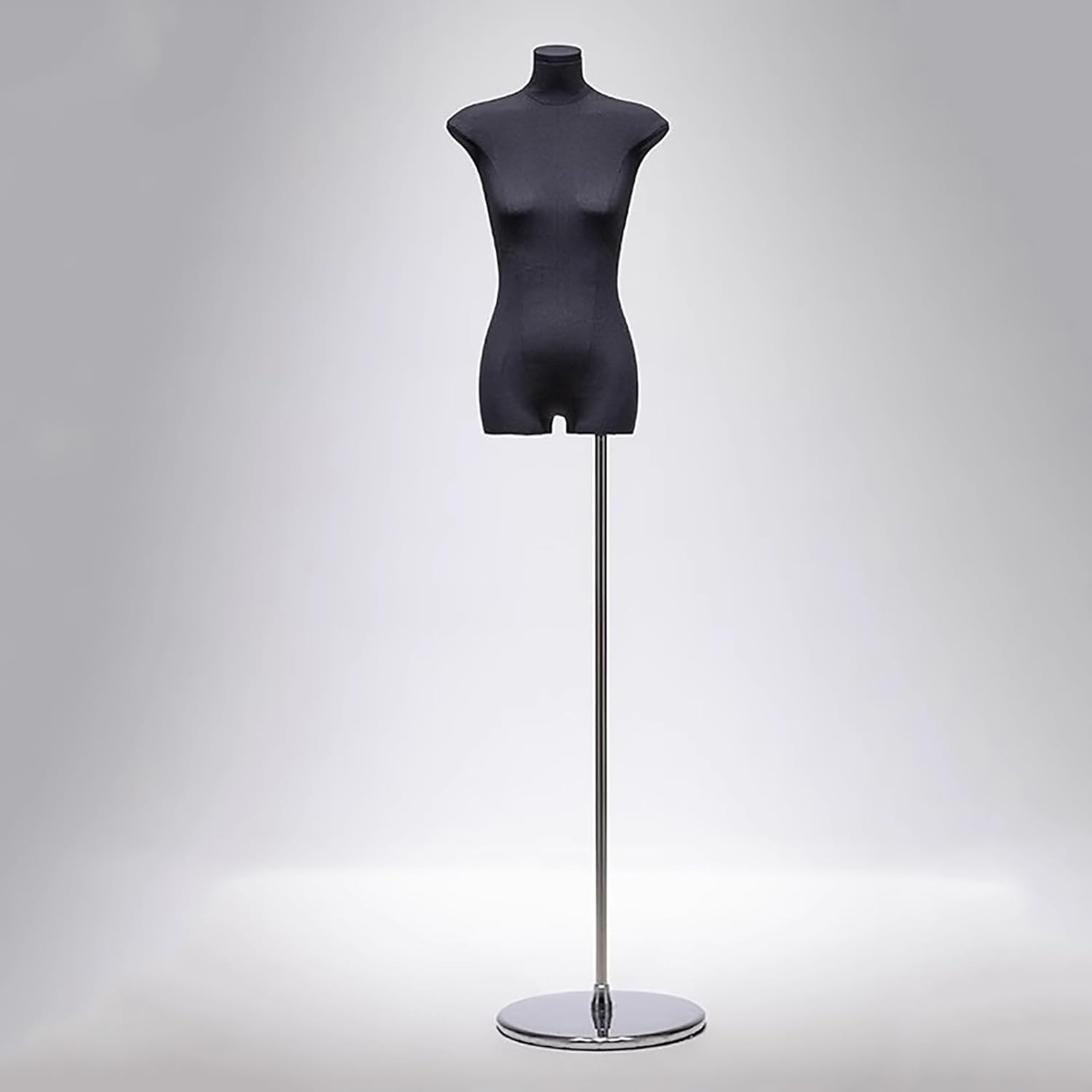 CONGRUI Female Mannequin Display Black, Dummy Torso with Metal Base, Adjustable Stand, Manikin for Fashion Store or Window Showcase