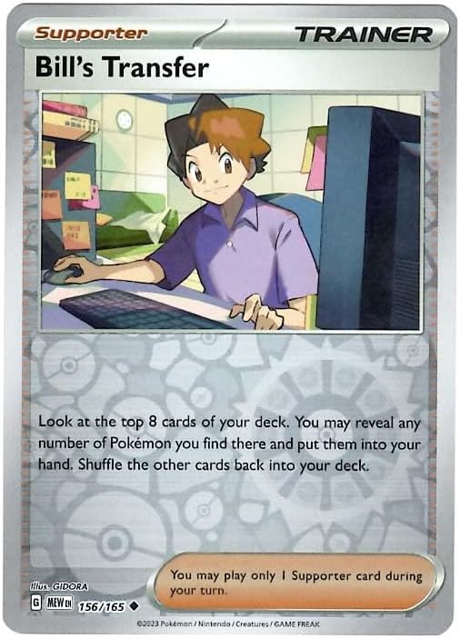 Pokemon - Bill's Transfer 156/165 - Pokemon 151 - Reverse Foil - Single Card
