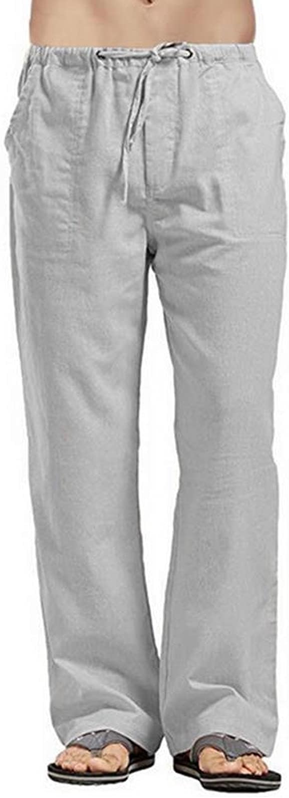 Men's Cotton Linen Wide Leg Trousers Yoga Pants Casual Simple Solid Plus Size Sweatpants Lightweight Breathable Pant
