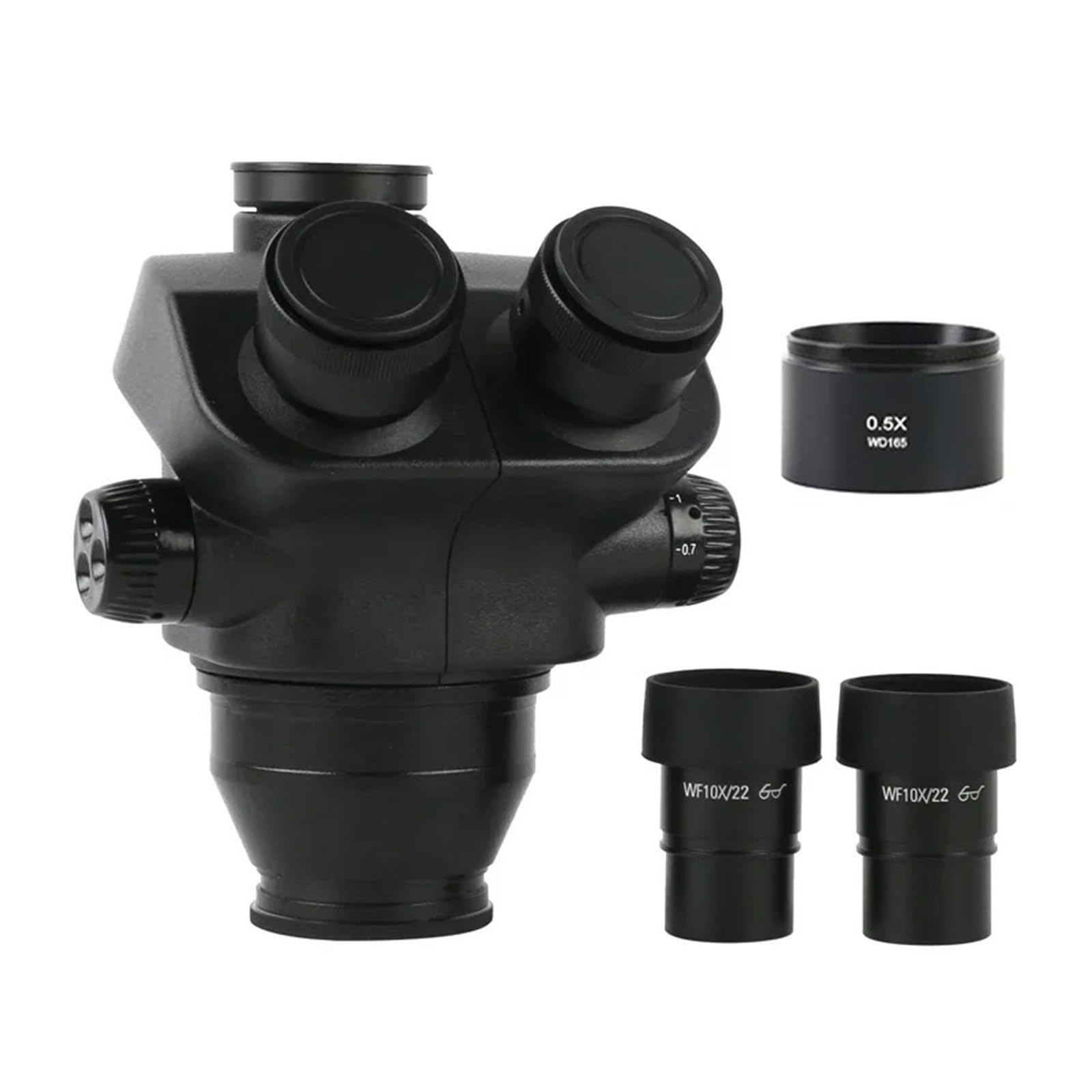 Testa for microscopio trinoculare stereo con zoom simul-focale 7X-50X