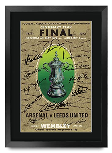 Affiche FA Cup 1972 Leeds United avec Autographe Signé Imprimé A3