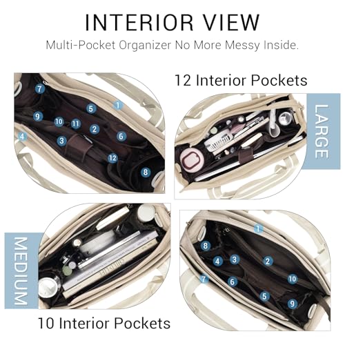 Image of ACUARIO Tote Bag for Women, Work Tote Handbag with Pockets, Shoulder Bag for Office Business Travel Daily Commute