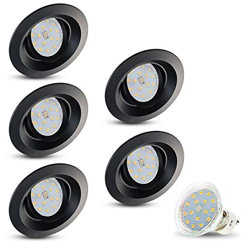 Foco LED empotrable giro Bar Sonya redondo negro Incluye 5 x 4 W LED blanco cálido 230 V GU10 IP20 techo foco empotrable lámpara de techo para foco empotrable techo.