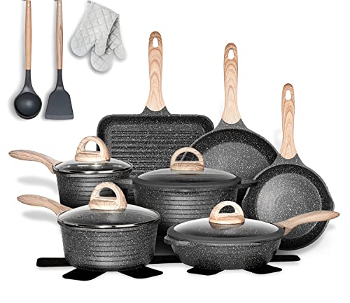 JEETEE 20-Piece Nonstick Granite Set