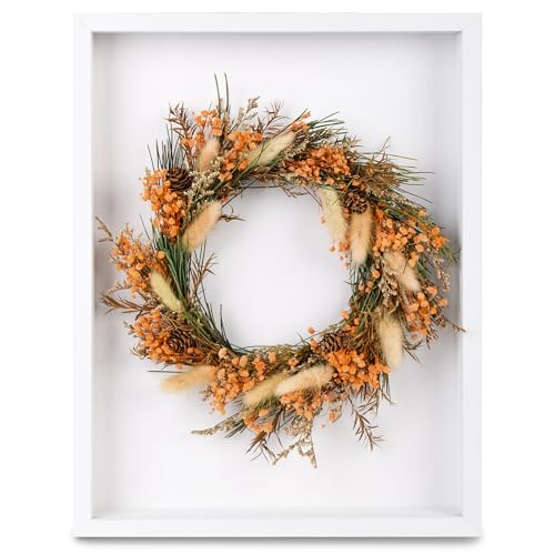 Fall Wreath for Table Decor, Dried Flowers in 10x12 Frame, Table Centerpiece for Halloween...