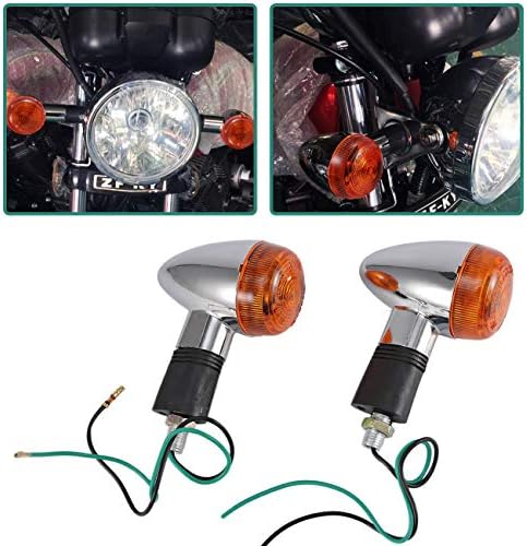INNOGLOW Motorcycle Turn Signal Lights Chrome Bullet Front Rear Blinker Indicator Light Blubs for Harley Kawasaki Suzuki Yamaha Motorcycle Street Standard Custom Bike Cruiser Bobber Chopper (2 PCS)