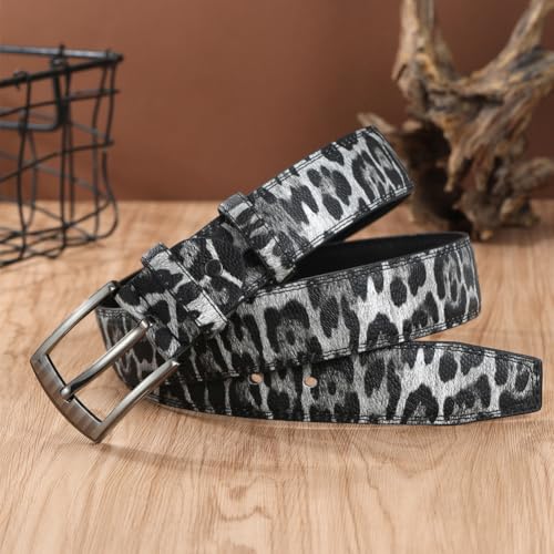 Mens Dress Belts Leopard Print Work Leather Belt for Men, Classic Casual Belt Men for Jeans Pants with Metal Buckle2
