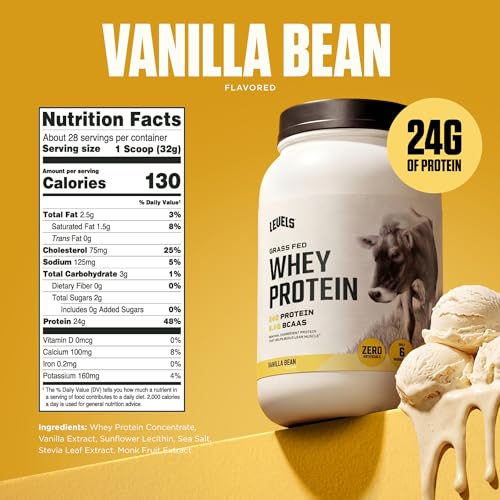 Levels Grass Fed Whey Protein Powder, No Artificials, 24G of Protein, Vanilla Bean, 2LB - Image 4
