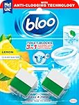 New - Bloo 3in1 Toilet Blocks, Pack of 2, Limescale Remover Cistern Block, Cleaner Block with Cleaning and Foaming Action, Fresheners – Lemon