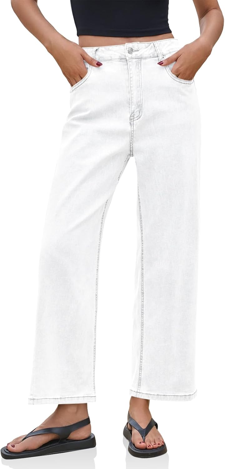 Cicy Bell Womens Baggy Horseshoe Jeans Boyfriend Wide Leg Vintage Mid Rise Cropped Denim Pants - Image 4