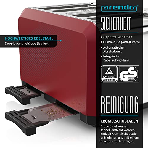4-Scheiben-Toaster von Arendo mit Automatikfunktion
