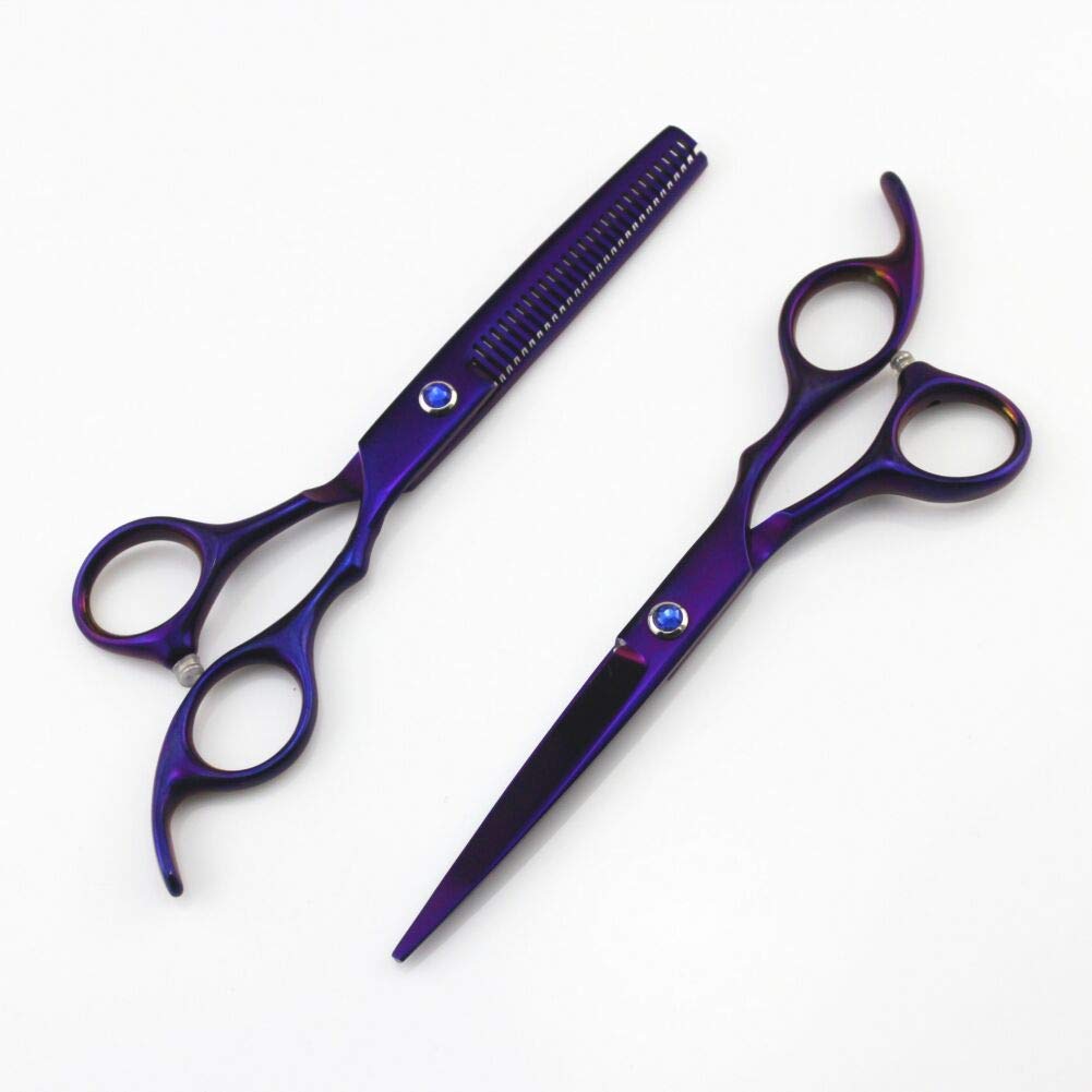 Forbici da Taglio di Capelli Viola del Barbiere con Custodia, Set di Forbici da Parrucchiere