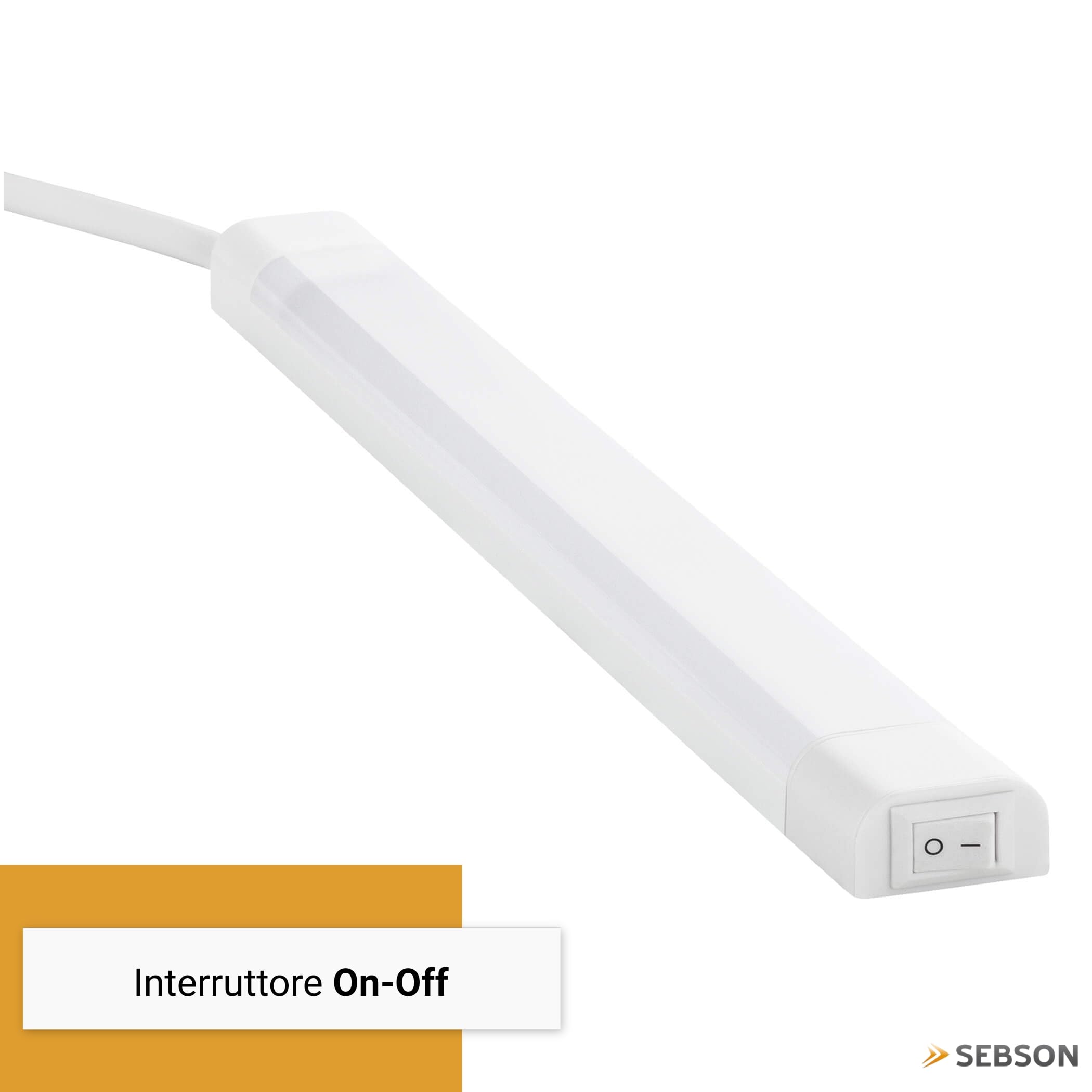 SEBSON® 2x LED sottopensile con interruttore e prese, luce cucina, 80cm, 12W, 1000 lumen, bianco neutro 4000K, 230V, IP20, 24x13x800mm