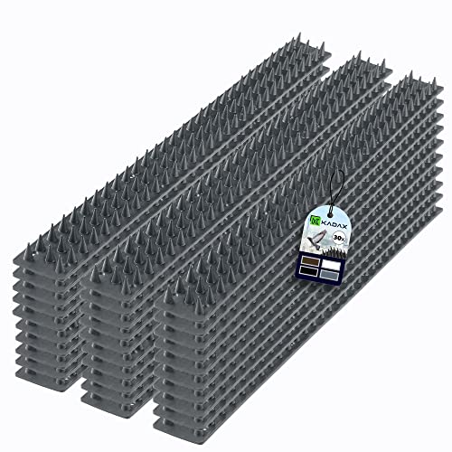 KADAX Lot de 30 pointes anti-pigeons - 15 m - En plastique - Pour oiseaux et chats - Protection contre les oiseaux - Protection contre les oiseaux - Pour balcon - Gris