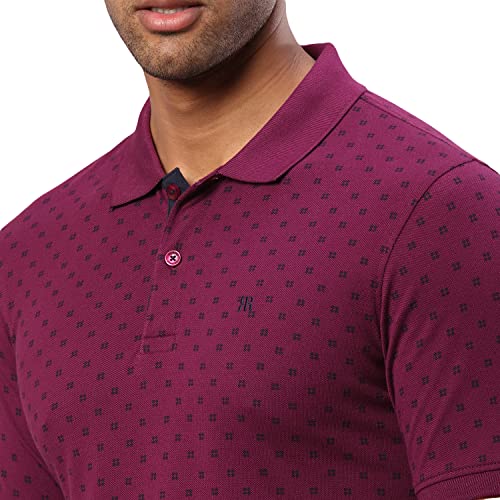 Image of Raymond Men's Pure Cotton Print Pattern Modern Fit Polo Collar Polo Neck Half Sleeve Casual T-Shirt
