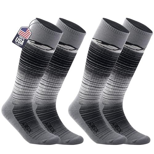 SAMSOX 2-Pair Merino Wool Ski Socks, Platinum L (Skyland)