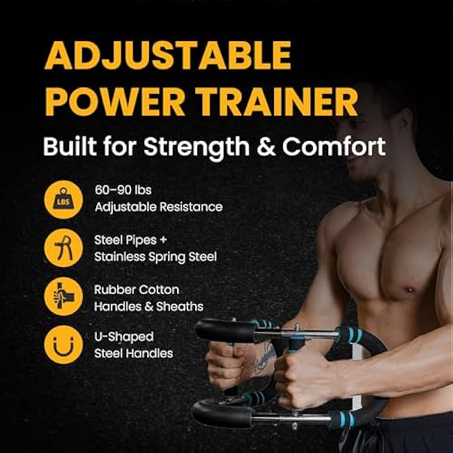 Twister Arm Trainer for Men & Women ¨C 60¨C90 lbs Resistance with Adjustable Hand Grip Strengthener ¨C Upper Body Workout & Fitness Equipment ¨C Includes Travel Bag