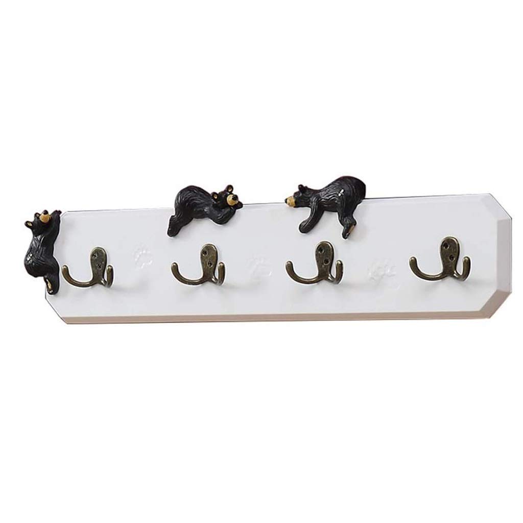Mobygkfy Wit Wall Shelf, American-Style Solid Wood Hook, Multifunctional Rack At The Entrance Of The Living Room, Simple Decorative Wall Hook Wooden Hanging Rack(Wit)