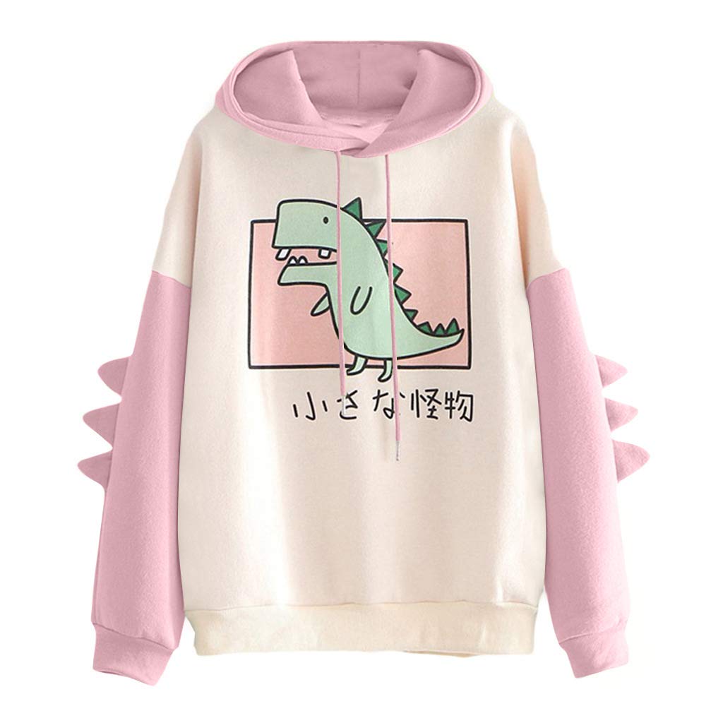 RUNYN Hoodie Women's Hooded Sweatshirt Japanese Style Kawaii Caricature Hoodie Girls Autumn and Winter Sweater for Party Travel Daily - M - pink