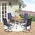 PHI VILLA 5 Piece Outdoor Patio Dining Set with 4 Swivel Dining Chairs & 1 Wood-Like Dining Table, All Weather Blue Textilene Mesh Fabric Chair and Square Metal Table for Deck Lawn Garden