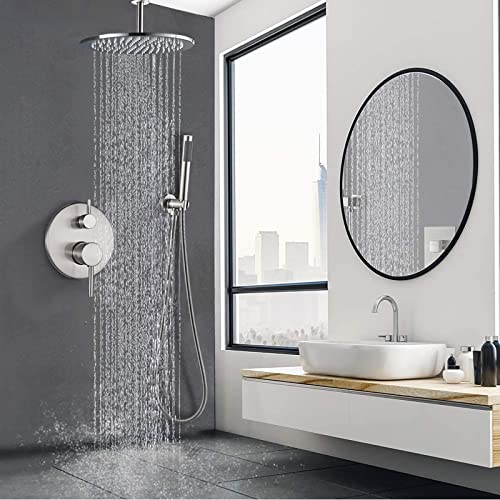 Ensemble de douche en laiton avec souchette de douche pluviale et mitigeur mural complet - 5