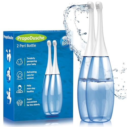 2 Pc Douchette post partum 450 ml sans BPA – bidet portable avec sac de transport – douchette intime maternité inclinée pour douche périnée douce et hygiénique – douche intime périnée pratique