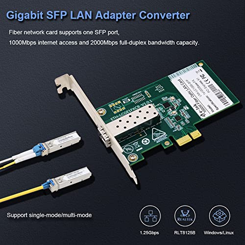 Adaptador de red SFP PCIe para conectar fibra a servidor 3